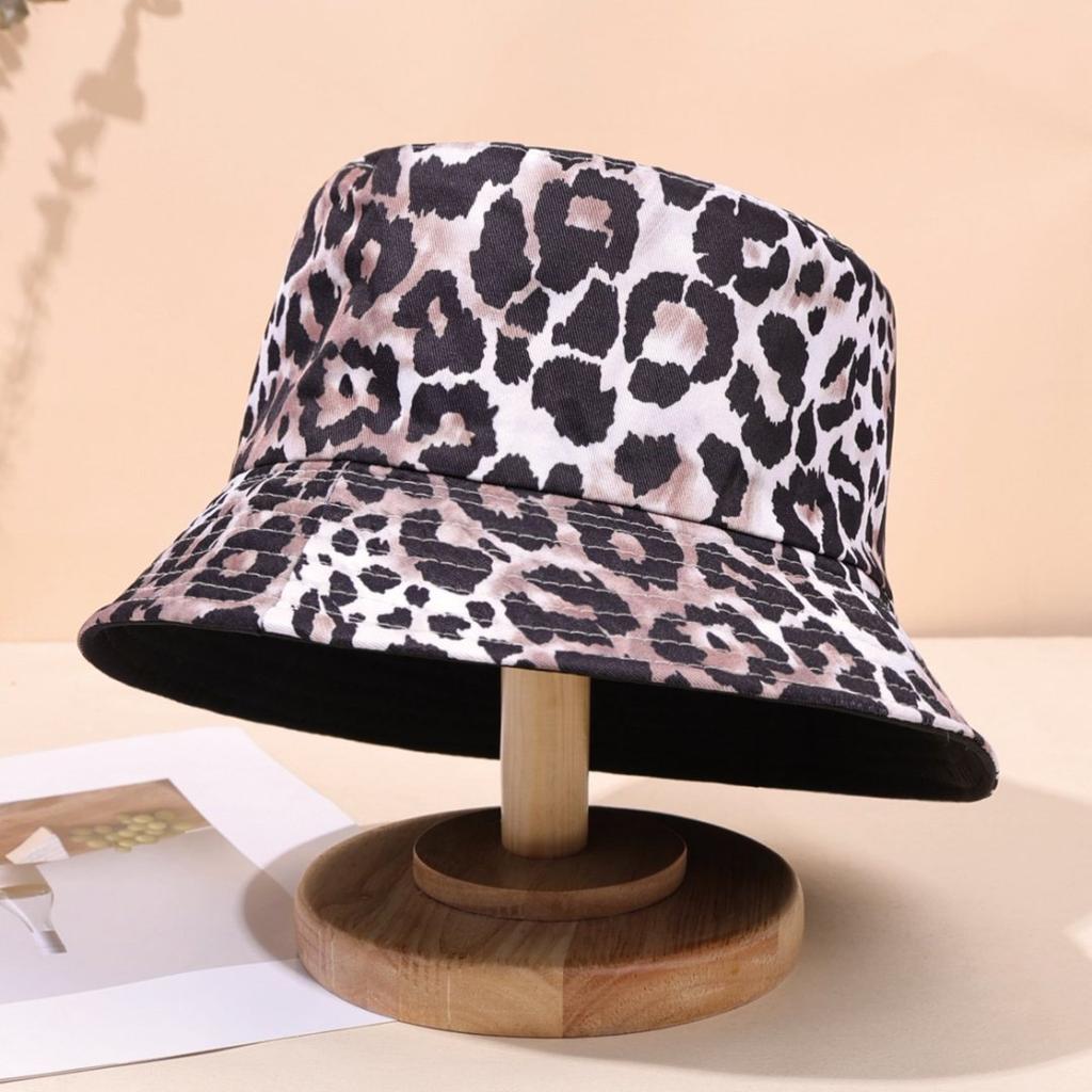 Leopard Print Bucket Hat Female Double-Sided Can Wear Sunshade Basin Hat