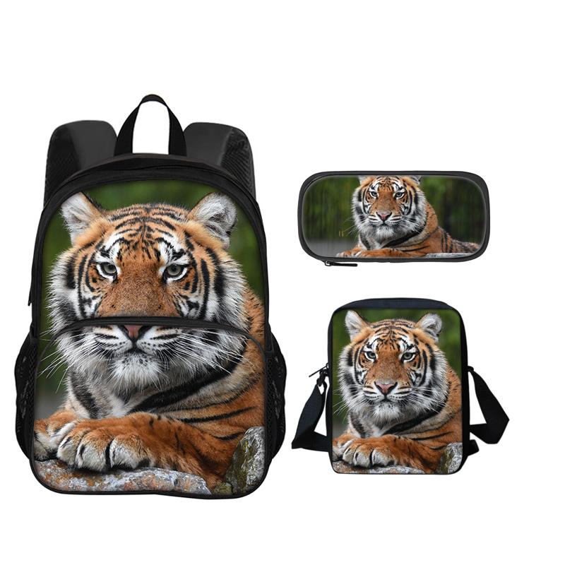 Zaino Zainetto Astuccio Borsa a tracolla Tigre con stampa animale Set da 3 pezzi regalo perfetto per la scuola i compleanni di ragazzi e ragazze