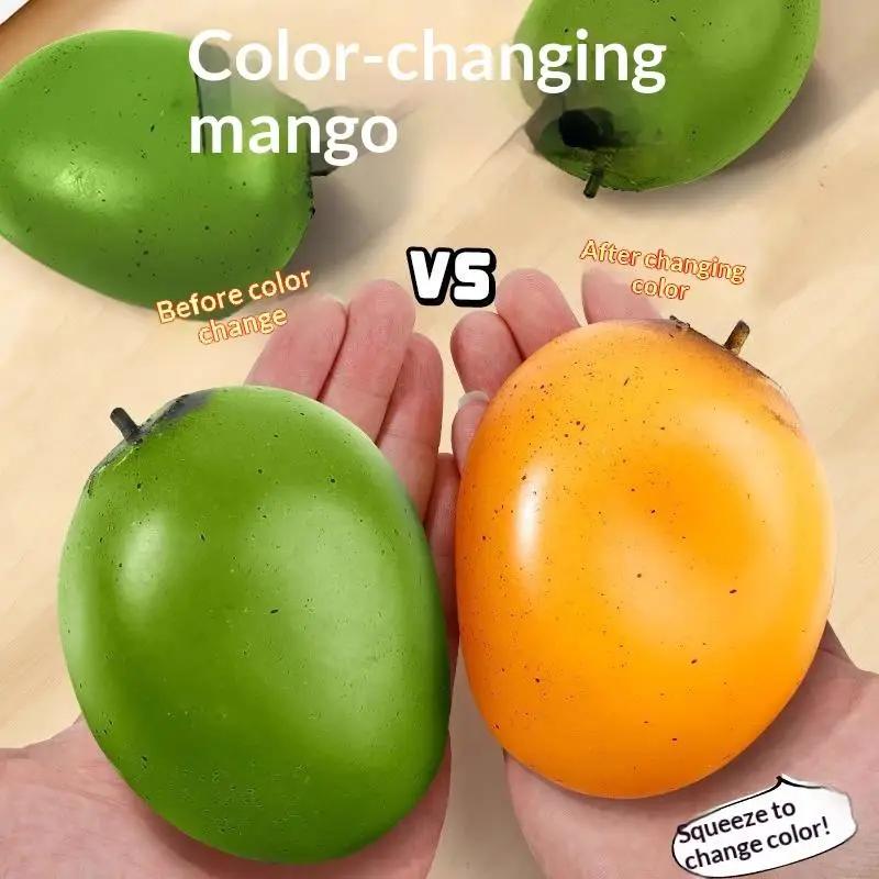 1Pcs Color-Changing Mango Squeeze Ball Mango Stress Ball Asmr Sensory Adhd Anti Stress Relief Fidget Toys For Kids & Adults
