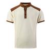 Men's Color Blocked Stand Up Collar Single Breasted Shirt  Men's Casual And Comfortable Short Sleeved Shirt
