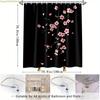 1pc Cherry Blossom Shower Curtain Black Background Nature Flower Art Polyester Fabric Bathroom Decor with 12 Hooks 70.8x70.8 I
