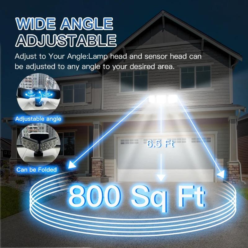 3‑Head Solar Outdoor Wall Light, Motion Sensor Security Light, 270° Wide‑Angle Illumination Waterproof Lamp for Garden, Garage, Yard