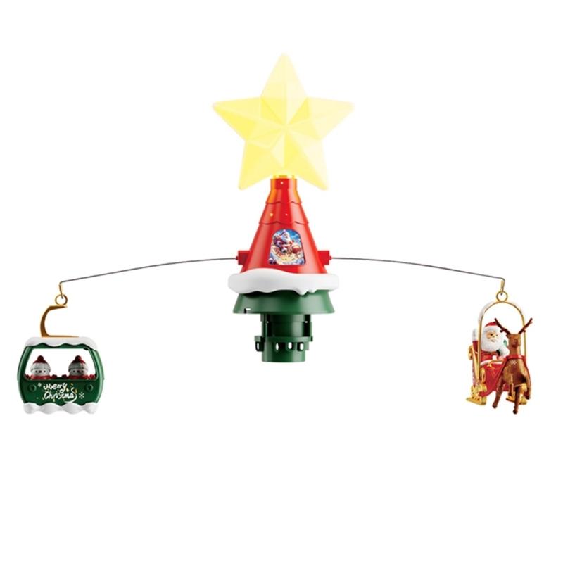 Participatory Santa Flying Sleigh Decoration Plays Tune Bells Song