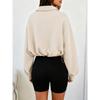 Women S Half Zip Long Sleeve Cropped Sweatshirt With Drawstring Y2k Style