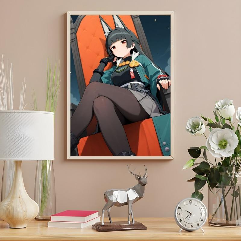 Hoshimi Miyabi Zone Zero Kawaii Girl Poster Sticky Wall Art Printing Waterproof Home Living Bed Room Bar Hallway Aesthetic Decor