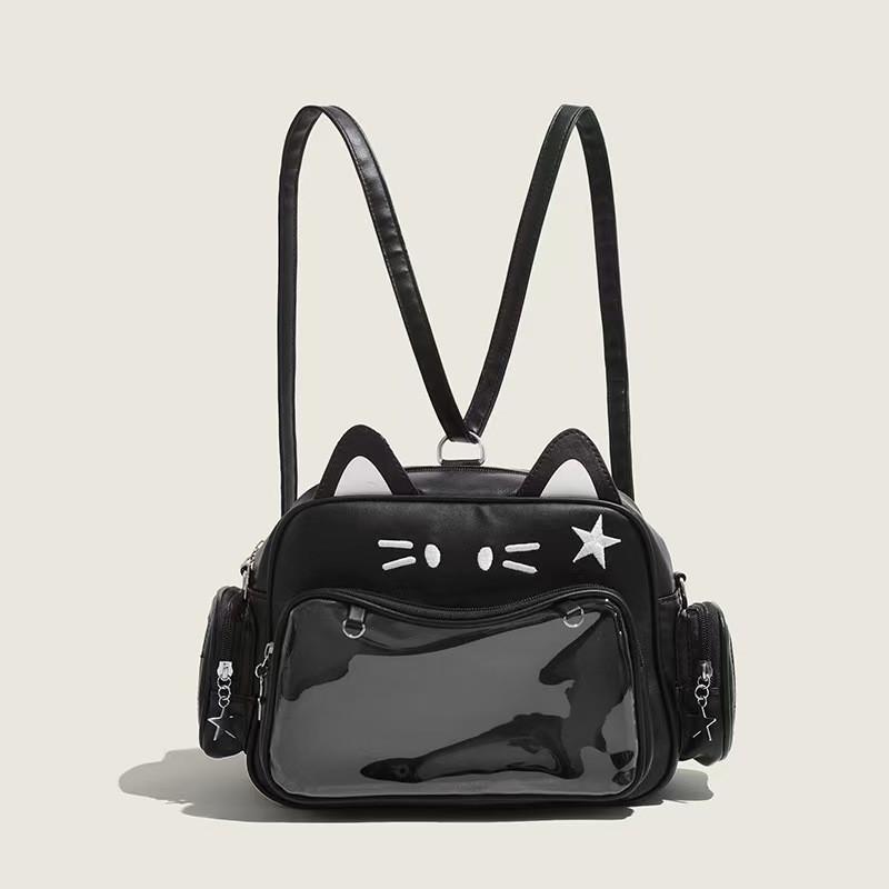 Cute Anime Cat Backpack Pu Waterproof Casual Travel For Women