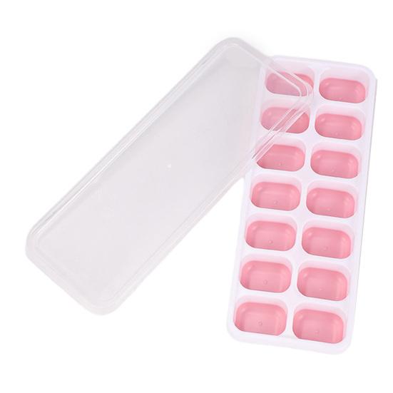 Silicone Ice Cube Tray with Lid BPA-free Ice Mold for Freezer One-Click Release Large Capacity Ice Maker for Home Bar Kitchen