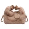 Women Faux Fur Handbag Solid Color Plush Top-Handle Bag Adjustable Shoulder Strap Comfortable Ladies Girls Trendy Bag