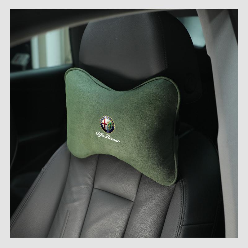 

2026 Hot Alfa Romeo 1pc/2pcs Car Headrest Fur Neck Pillow Seat Head Cushion Pillow For Alfa Romeo Giulia Stelvio Giulietta 156 1