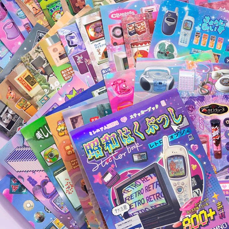 30 Pages Japanese Y2K Retro Cute Decorative Stickers Book Scrapbooking Phone Case DIY Journal Collage Material Sticker Gift