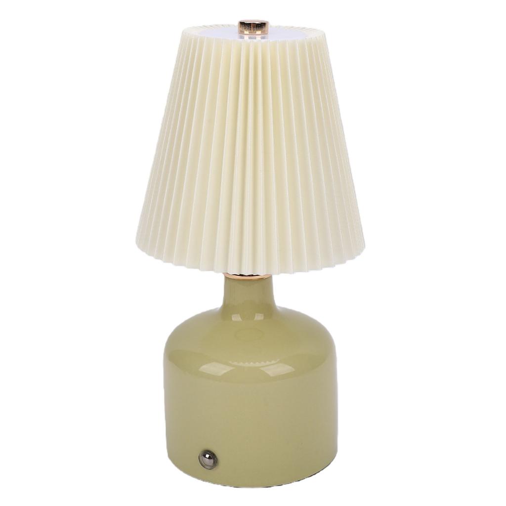 Pleated Desk Lamp Rechargeable Vintage Night Light for Bedside Table Nightstand 3 Color Temperatures