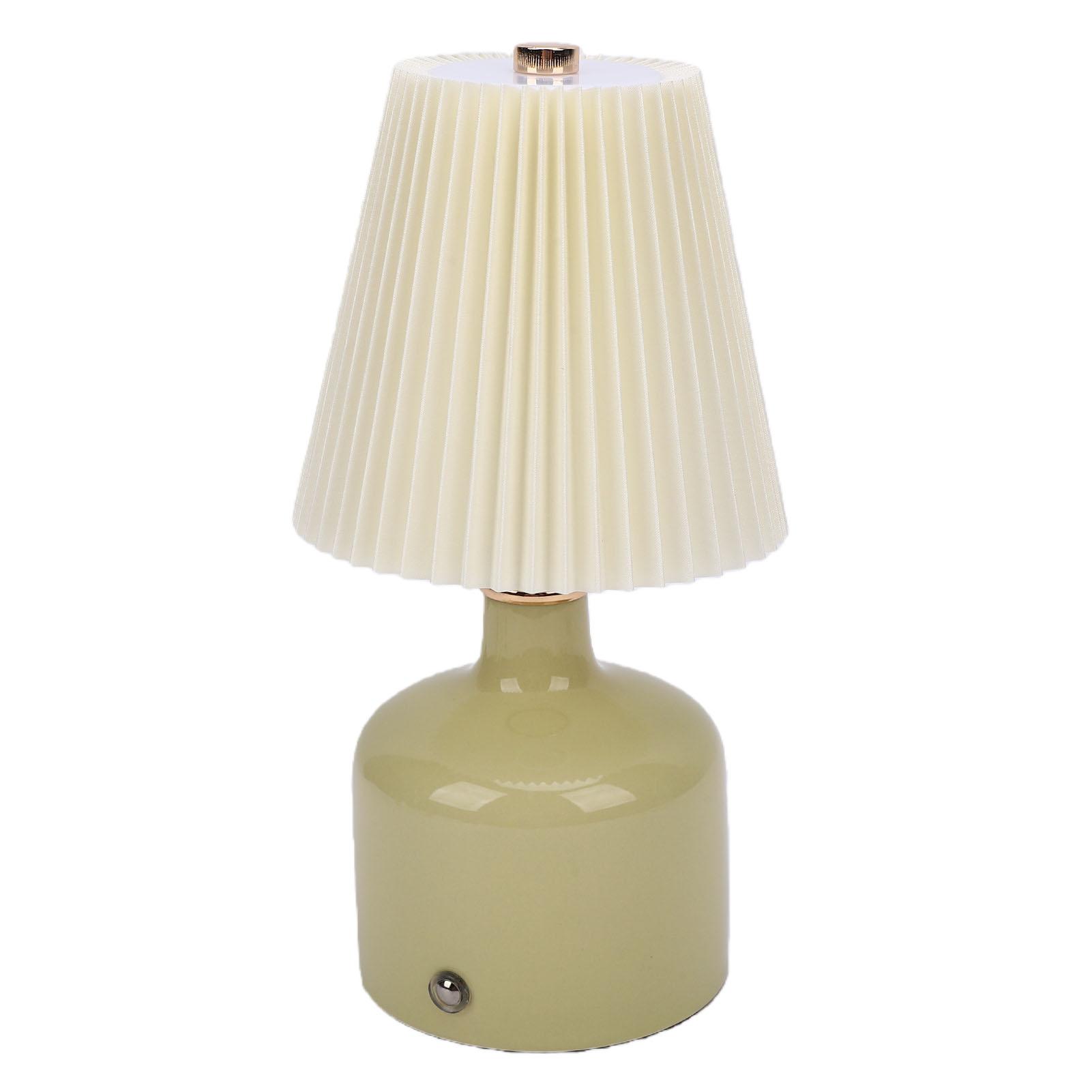 

Pleated Desk Lamp Rechargeable Vintage Night Light for Bedside Table Nightstand 3 Color Temperatures Type 1