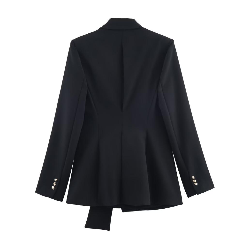 Completo Elegante da Donna Due Pezzi con Blazer a Risvolto Cinturato e Pantaloni a Gamba Larga