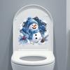 Holiday Glass Door Stickers Christmas Snowman Toilet Stickers, 3D Bathroom Wall Decals, Seat Decals Waterproof PVC Window Creative Decor Gift
