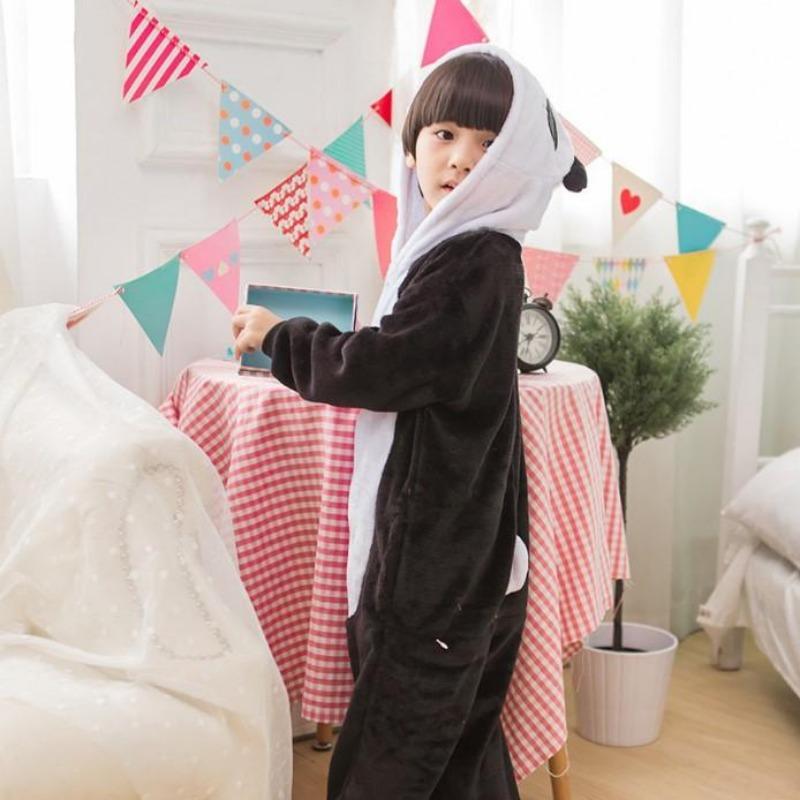 Children's Autumn Winter Loungewear Cartoon Animal Onesie Kids' Flannel Sleepwear