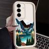 Landschaftsbild Bemalte Handyhülle Für Samsung S26 S25 S24 S23 S21 Ultra See Waldansicht Sonnenaufgang Für Galaxy S25 S24 FE S26 Plus Hülle