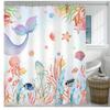 Cute Ocean Mermaid Shower Curtain - Vibrant Underwater Scene with Octopus, Jellyfish, Seahorses & Coral, Machine Washable