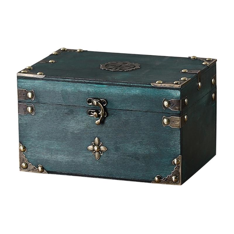 

Antique European Styles Handheld Storage Box Sturdy Travel Wood Case Accessory for Clothing and Books Organization