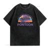 What Happens On The Pontoon Stays T Shirt Lake For Her Lover Vintage Washed Comfortable Top For Everyday Wear Stretched Unisex