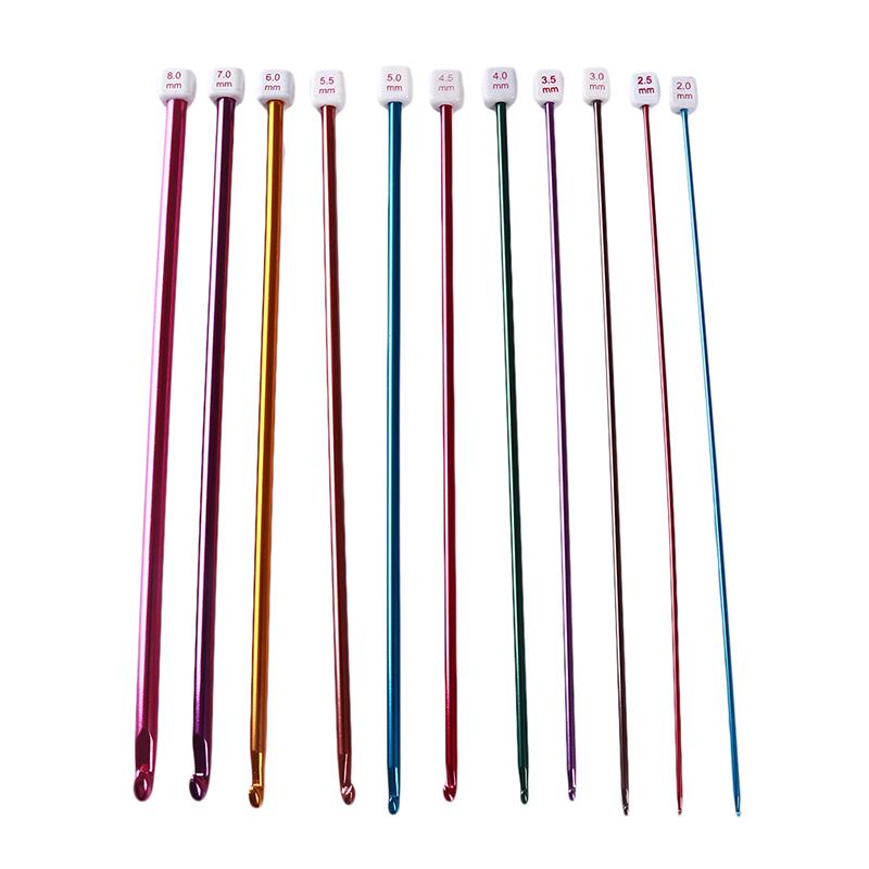 

11pcs/Set Knitting Tools Sweater Crochet Hook Colorful Aluminum Crochet Hook With Beads 2-8mm Yarn Needle Accessories Tools