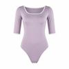 White Square Neck Mid-Sleeve Ballet Leotard Women Adult Dance Practice Modern Performance Stretchy Gymnastics Costume