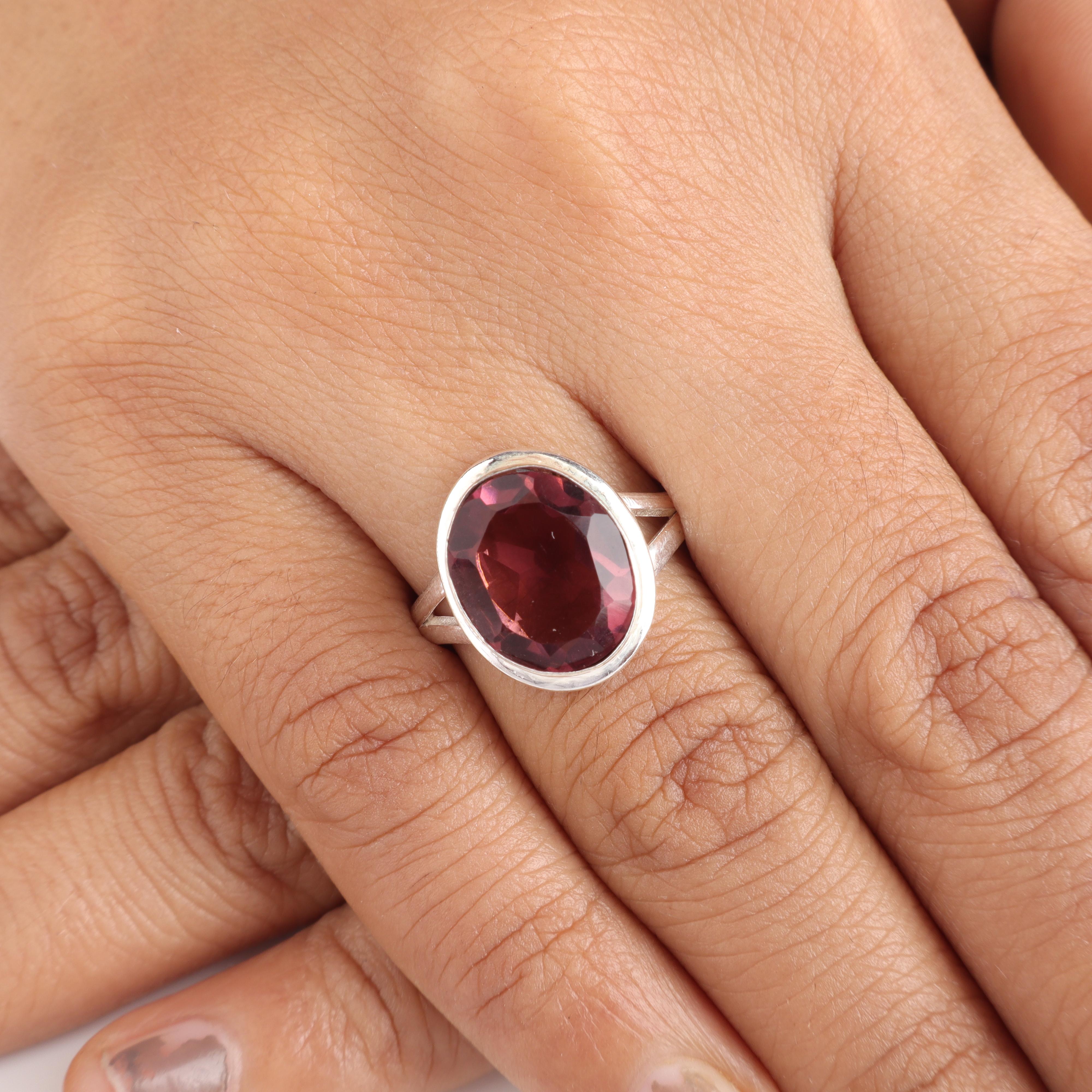 

Natural Rhodolite Gemstone 925 Sterling Silver Jewelry Partywear Ring For Your Love RR-80-12 4.5