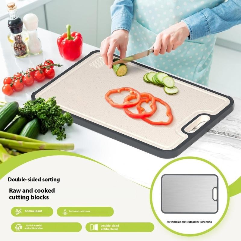 Titaniums Chopping Board With Natural Wheat Straw Surfaces Double Side Kitchen Cutting Board For Safe Food Preparation
