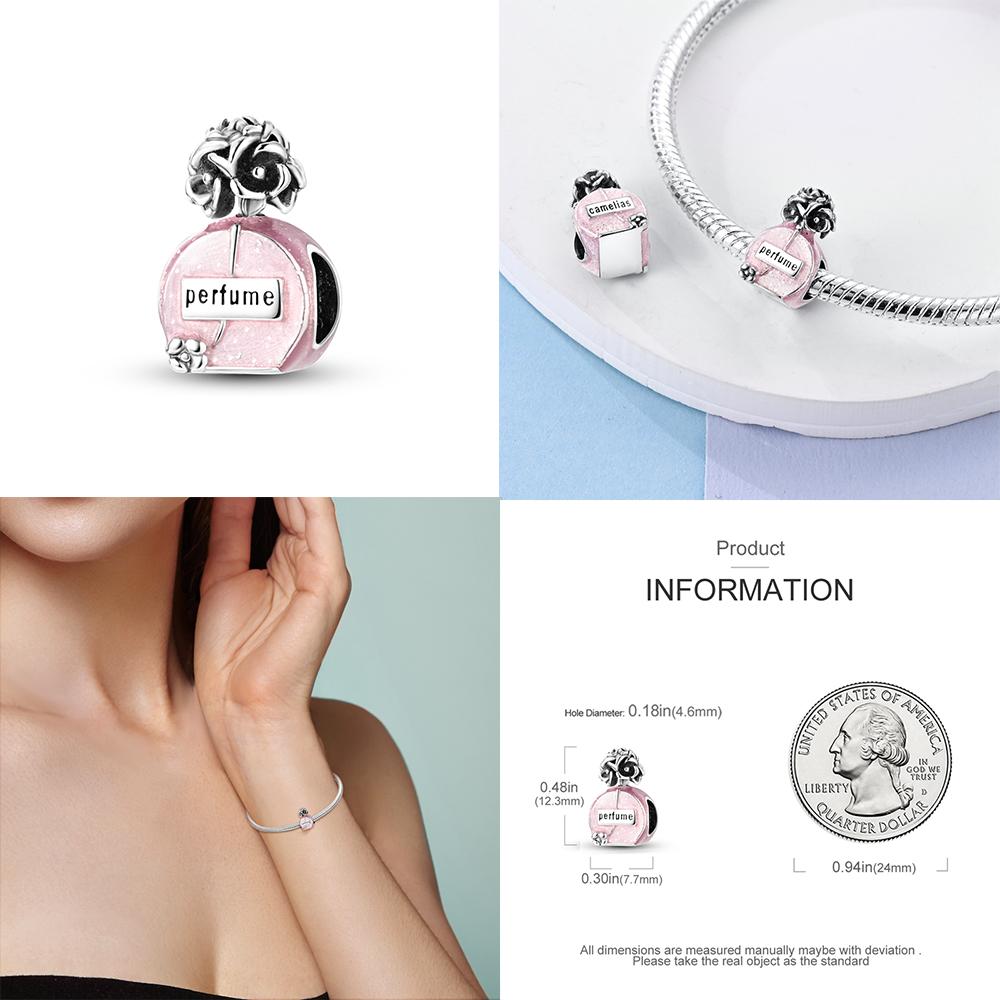 Charms Copper Pink Series Perfume Bead Pendant Jewelry Fit Original Bracelet Plata For Women Diy Party