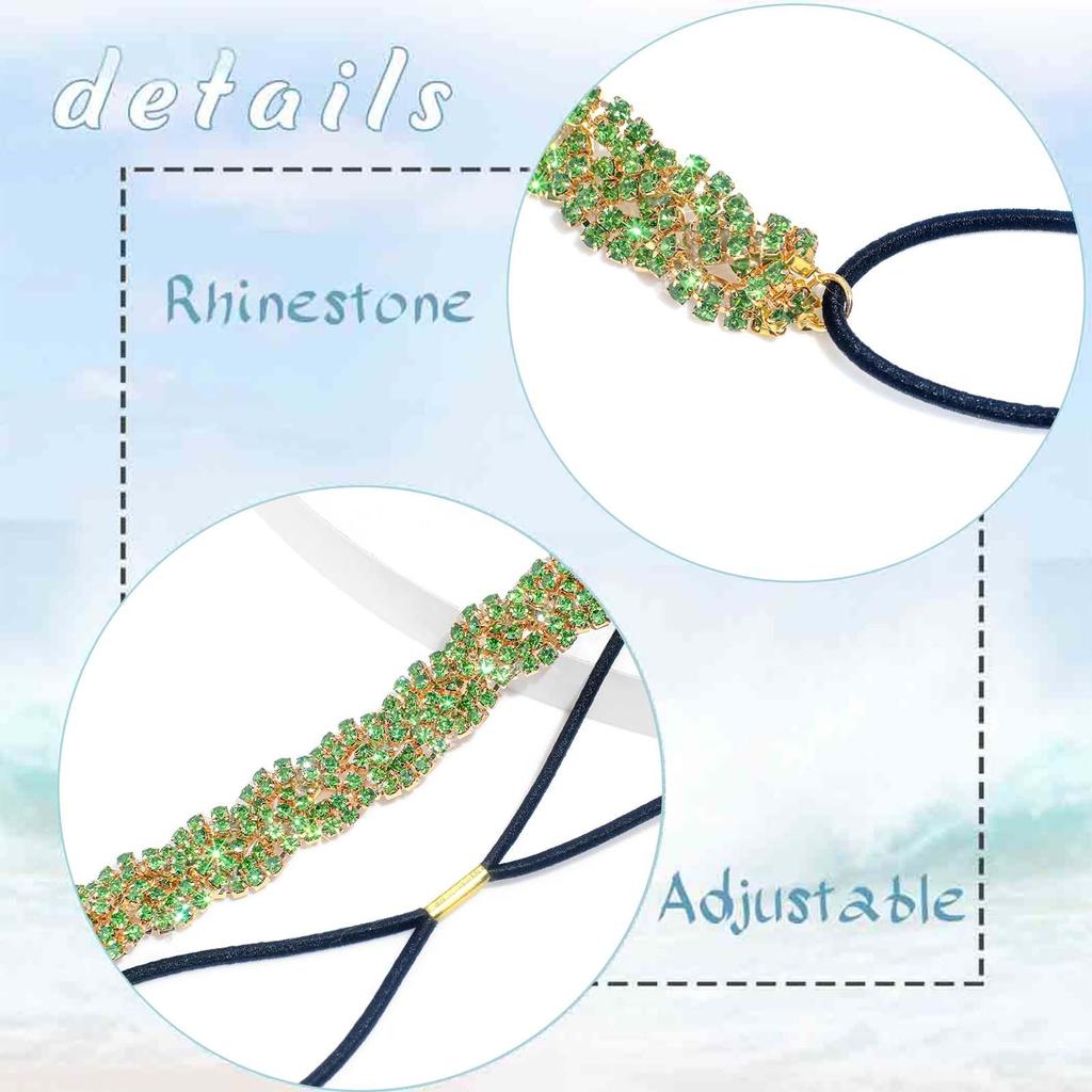 Crystal Hairband with Simple Headband for and Gift for Women Gold and Rhinestones, Fashionable, Classic, Parties, Dates, Concerts, More. (Free, Green)