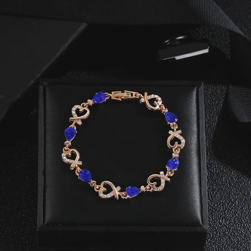 European and American Heart-Shaped Crystal Zircon Rhinestone Bracelet with Diamonds