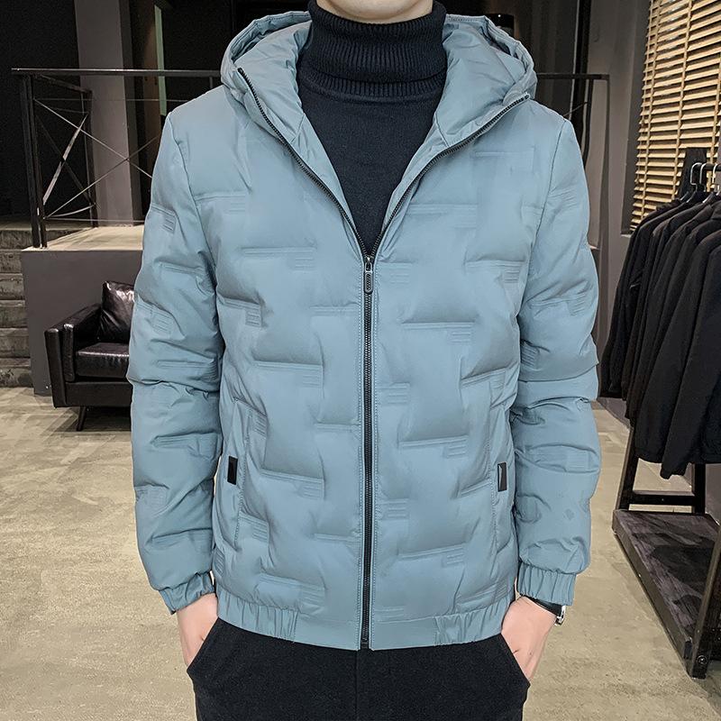 

Мужской пуховик из зимнего белого утиного пуха, молодежная корейская версия, свободный, с капюшоном, теплый, холодостойкий, однотонный топ, мужская куртка 8XL