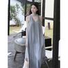 This Year's Popular French Blue Sleeveless Suspender Dress Women's Summer New Beautiful Vacation Style V-neck Dress