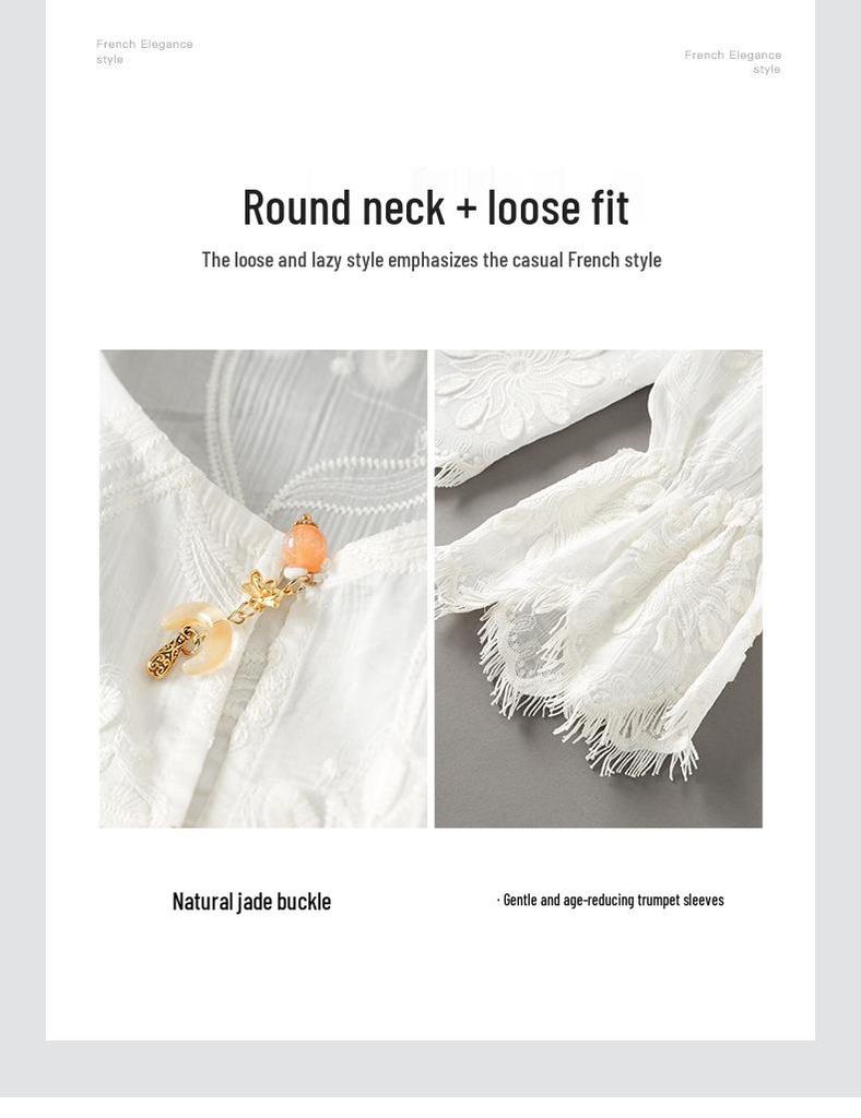 Frühlingsneues Stickerei-Jacquard-Trompetenärmelkleid - Chinesischer Stil mit französischer Eleganz