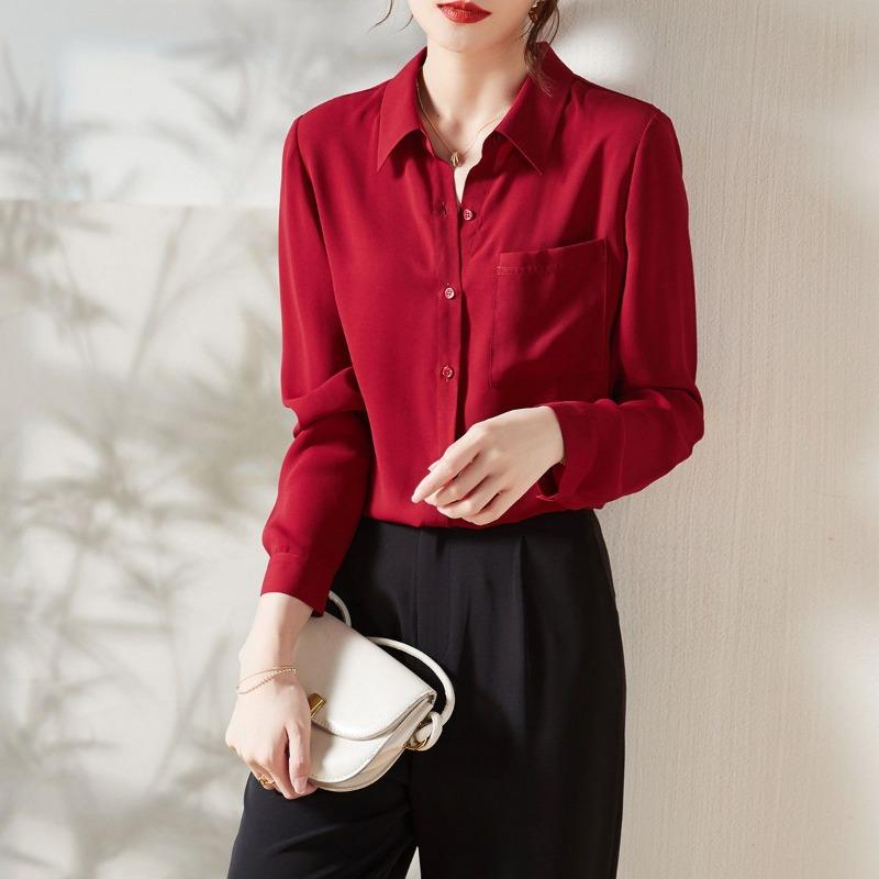 Loose Chiffon Shirt Long Sleeve For Women Elegant And Slimming Blouse