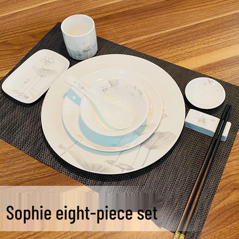 Chinese Ceramic Lotus Dining Set