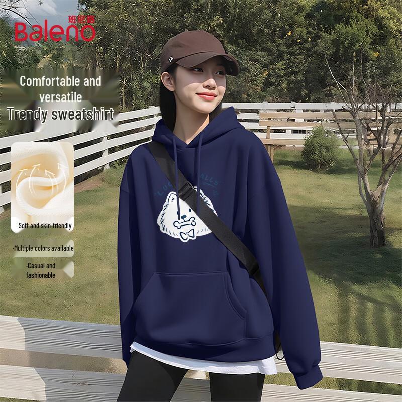 Baleno Women's Loose Fit Hooded Sweatshirt with BNL Dog Graphic
