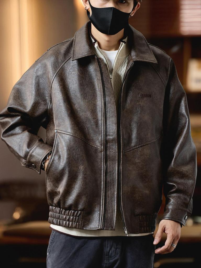 Men's Melanoid Leather Jacket: 2025 Autumn/Winter Trendy Motorcycle Pilot Style