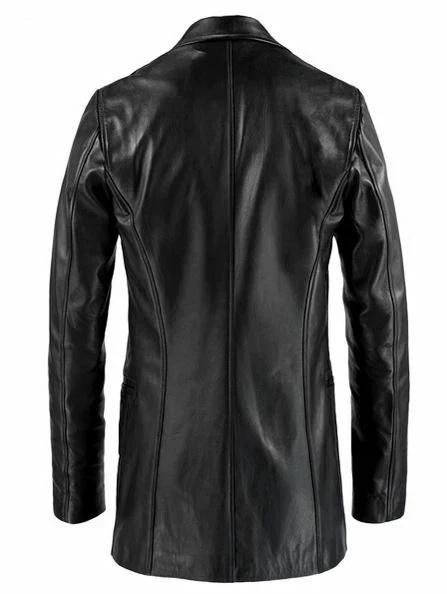 Herren Trenchcoat Lässig Echtes Lammleder Stilvoll Formell Schwarz Halloween