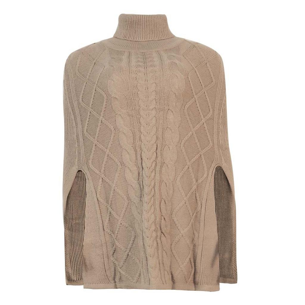 Women's Lazy Loose Long-sleeved High-neck Color Knitted Shawl Sweater