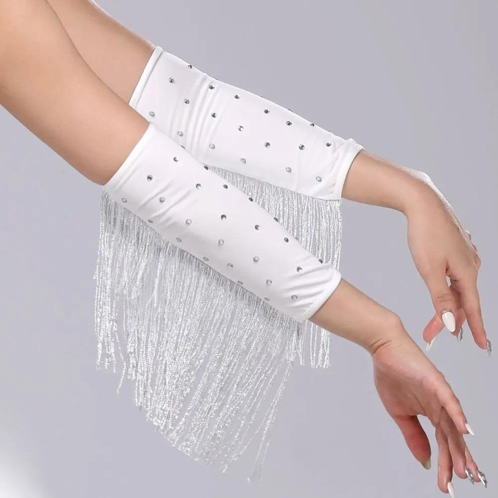 

Drilling Rhinestone Latin Dance Arm Sleeves Performance Stage Sleeves Latin Dance Performance срібний/білий