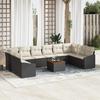 VidaXL 11-Piece Garden Sofa Set with Cushions Black Poly Rattan Acacia 3347880