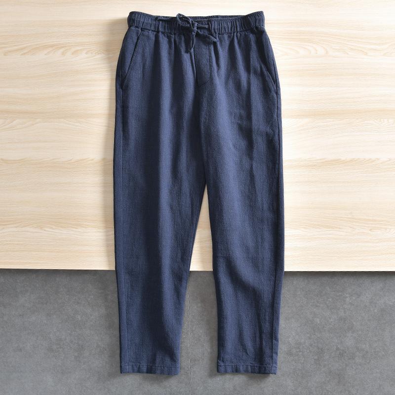 Men's Cotton Linen Casual Pants Baggy Streetwear Men Joggers Sports Trousers Solid Color Long Straight Trendy Pants for Men