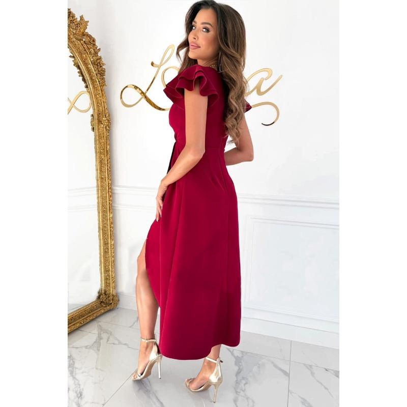 JKASHDK Dámská móda Léto Jaro Jednobarevný potisk Neformální šaty s krátkým rukávem a výstřihem do V s vysokým pasem