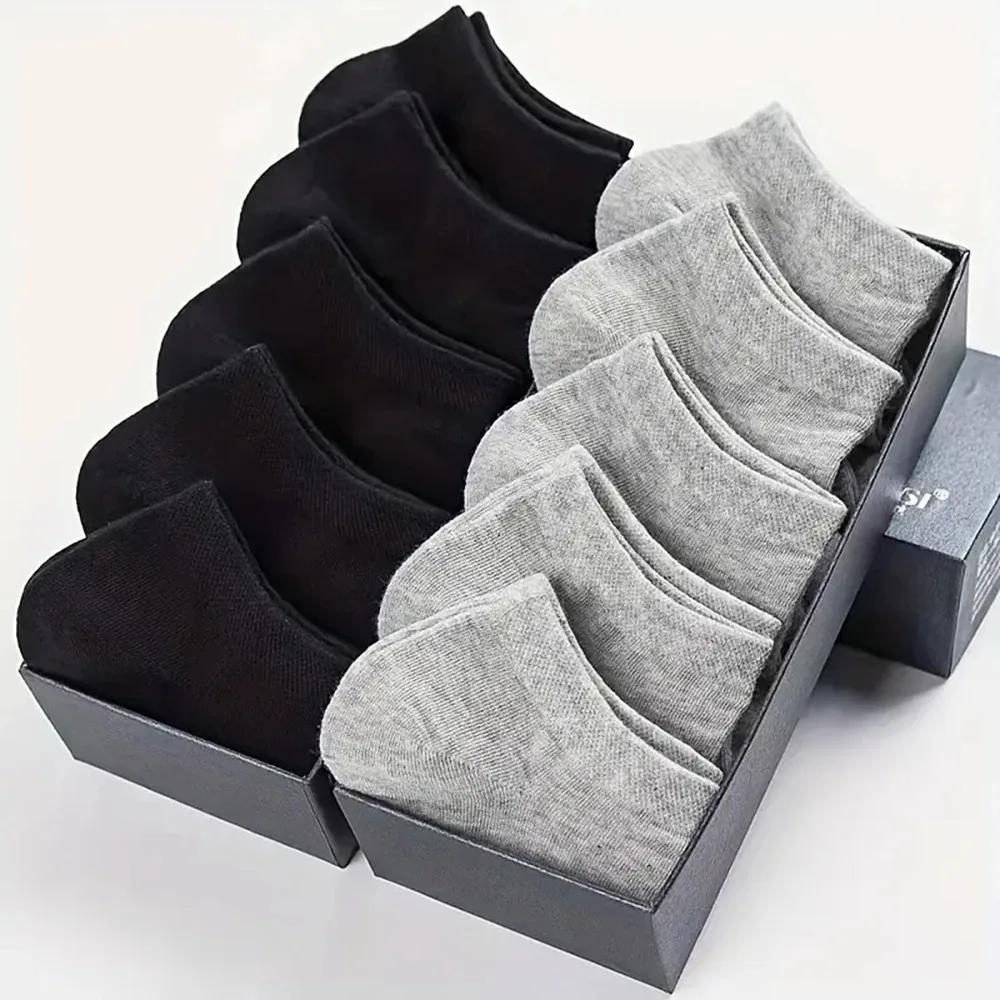10 Pairs Women/Men Boat Socks Invisible Low Cut Silicone Non-slip Summer No-show Ankle Socks Solid Color Casual Breathable