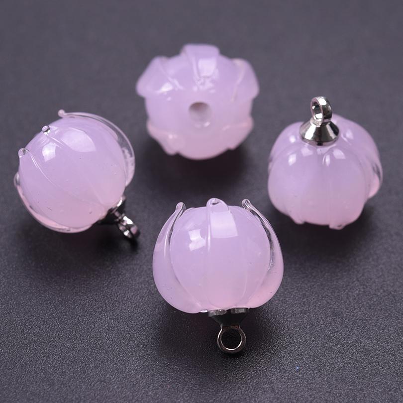 9pc Mix Glass Lily Of The Valley Pendants For Jewelry Making Supplies Colorful Flower Charm Pendant DIY Vintage Earring Bracelet