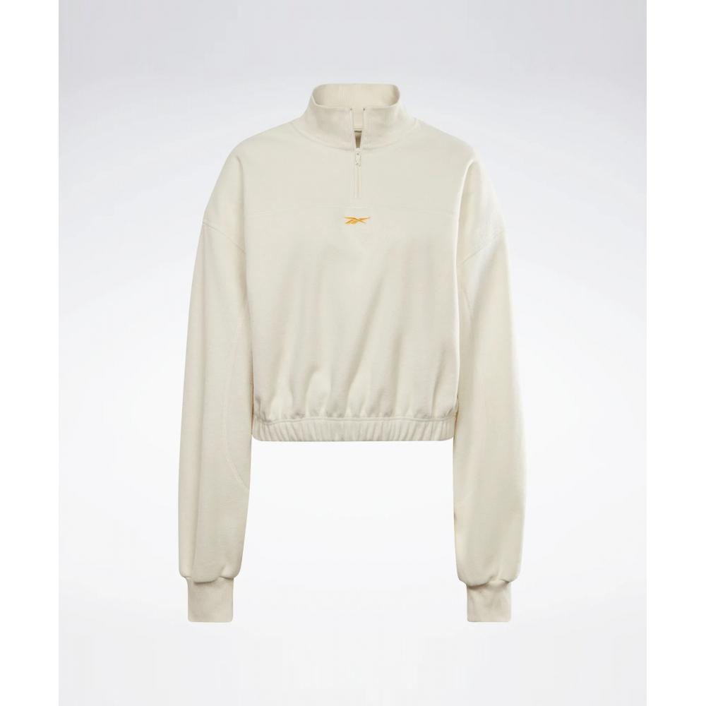 Reebok Fleece Half Zip Up Sweatshirt  W    White  HG3821
