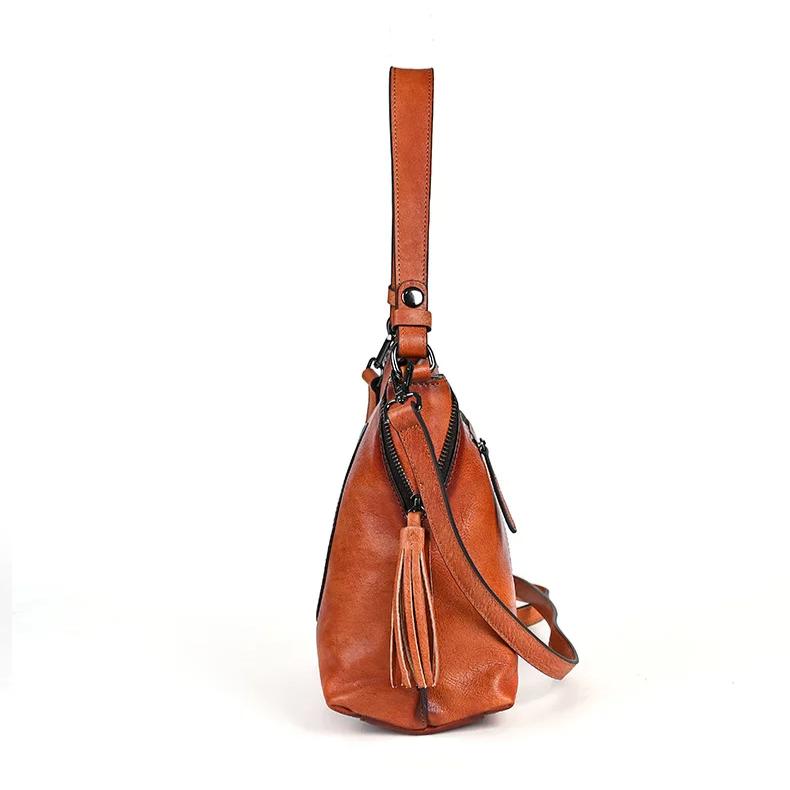 Johnature Vintage Embossed Women's Bag Genuine Leather Large Capacity Versatile Shoulder & Crossbody Bags