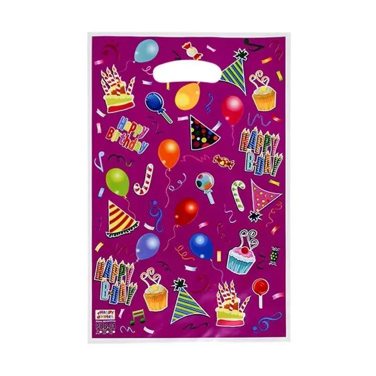 

20Pcs Colorful Plastic Happy Birthday Gift Packaging Bag Candy Cookie Tote Bags for Kids Birthday Party Favor Bags Pearl Bag 16x25cm&Other фиолетовый
