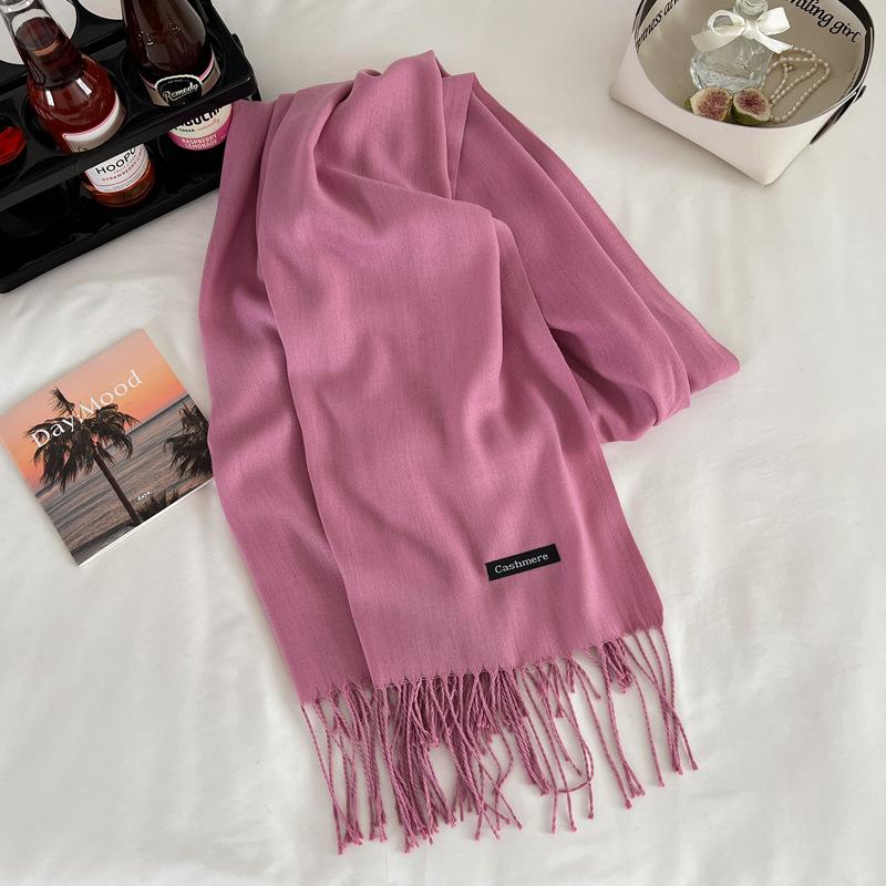Green winter new solid color imitation cashmere scarf versatile gift men's and women's shawl tide