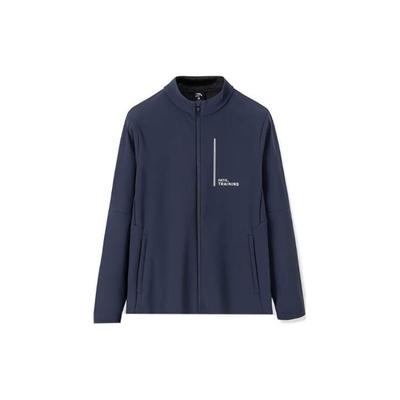 Solid Color Zipper Stand Collar Fleece Warm Sports Jacket Men Jacket Midnight-Blue 152247729-1
